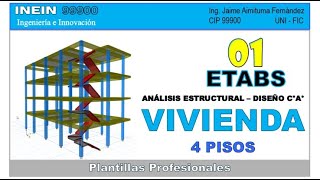 PREDIMENSIONAMIENTO  VIVIENDA 4 PISOS  ETABS  1ra Parte [upl. by Eed382]