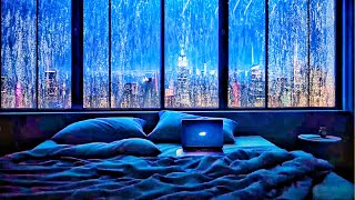 Quiet and peaceful rainy night in the city☁️💧 Night rain rain on the bedroom window [upl. by Vevina]