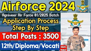 Air Force Agniveer Application Process 2024  3500 Posts  12thDiplomaVocational  Airforce Apply [upl. by Ailahs]