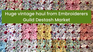 Huge vintage fabric linen doily amp fibre haul from Embroiderers Guild Destash Market vintagehaul [upl. by Samira]