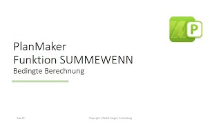 PlanMaker Funktion SUMMEWENN [upl. by Sybil]