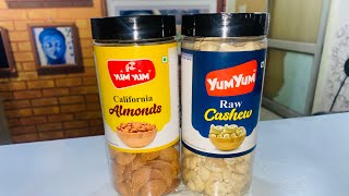 YUM YUM California Almond 250g and Cashew Nut 250g Dry Fruits Combo Pack purchased on Flipkart BBD [upl. by Nehgaem]