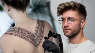 HENNA INSPIRED BACKPIECE TATTOO TIME LAPSE [upl. by Ramak]