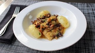 PanRoasted Halibut with Mushrooms amp Lemon Butter Sauce  Fast amp Easy Halibut Recipe [upl. by Yorgerg]