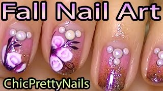 Spiral Flowers Fall Inspired Nail Art Design Tutorial [upl. by Aita]