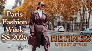 Hermès PARIS FASHION WEEK 2025 STREET STYLE Unique Parisian style Fashion VLOG from Paris [upl. by Deirdre]