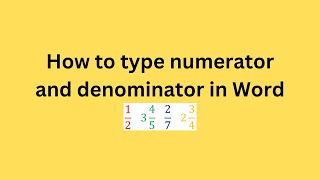 How to type numerator and denominator in Word [upl. by Rosco]