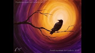 Midnight Raven Acrylic Step by Step Painting on Canvas for Beginners [upl. by Jari587]