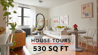 House Tours Brooklyn Roommates In A Colorful 530 SQ FT Apartment [upl. by Elfont]