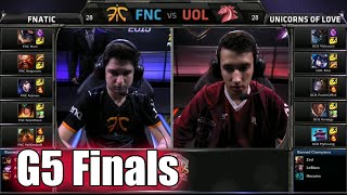 Fnatic vs Unicorns of Love  Game 5 Grand Finals S5 EU LCS Spring 2015 playoffs  FNC vs UOL G5 [upl. by Hazmah]