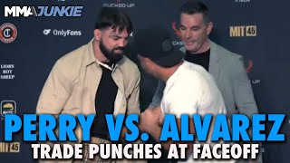 Mike Perry and Eddie Alvarez Punch Each Other During BKFC 56 Faceoff [upl. by Namialus]