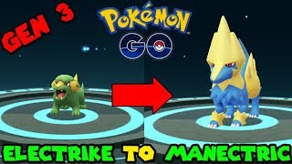 Evolving ELECTRIKE to MANECTRIC Pokemon GO Gen 3 Evolution [upl. by Jase]