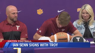 Aritons Ian Senn signs with Troy football [upl. by Sidwel949]