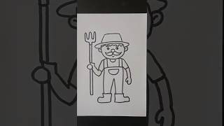 Draw a Farmer Easy farmer cartoons drawing [upl. by Erna]