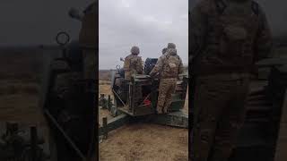 Ukrainian soldiers firing Bofors 40mm AA gun L70 provided by Lithuania [upl. by Baiss585]