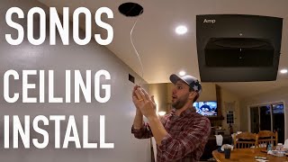 DIY Installing CeilingMounted Sonos Speakers amp Setting up the Sonos Amp sonos familydiytv [upl. by Edmonda]