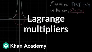 Lagrange multipliers using tangency to solve constrained optimization [upl. by Karlow]