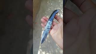 Damascus steel folding knife Cow Horn Handle [upl. by Inimak52]