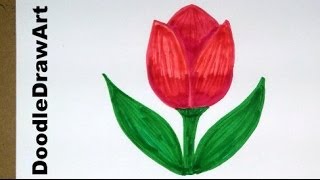 Drawing How To Draw Cartoon Tulip Flower  Easy Drawing Lesson [upl. by Leahcar914]