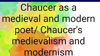 Chaucer as a medieval and modern poet Chaucers medievalism and modernism [upl. by Campos]