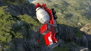 Concrete Mixer Trucks vs Hill Crash  BeamNGDrivr37 [upl. by Iduj]