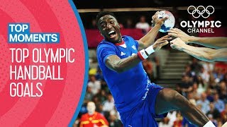 Incredible mens Handball Goals of the Olympics Games  Top Moments [upl. by Lodovico389]