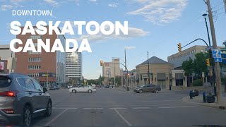 DRIVING THROUGH DOWNTOWN SASKATOON CANADA [upl. by Ahtinak]