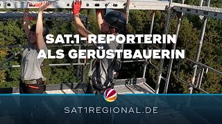 Ausbildung beim Gerüstbauer in Hamburg SAT1 RegionalReporterin wagt den Test [upl. by Nannoc]