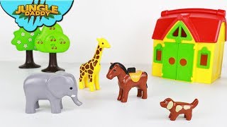 Playmobil 123 RED BARN  Zoo Farm animals for kids jungle forest safari pets [upl. by Aihtenak]