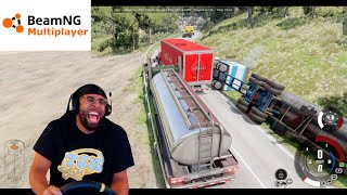 Driving HUGE trucks on TINY roads in BeamNGDrive lmaooo [upl. by Asirram]