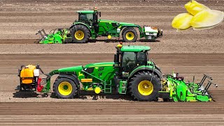 Ridging Beds and Sowing Endive  Chicory  2x John Deere 6155R Trike Tractors  Loonbedrijf SvZ [upl. by Gregrory]