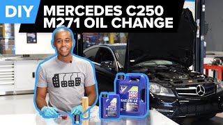 20122015 Mercedes C250 Oil Change DIY  Service Indicator Reset M271 W204 Oil  Oil Filter [upl. by Berliner]