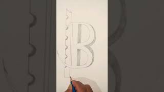 B Letter Style Drawing With Pencil Simple Drawing Video [upl. by Anaeg]