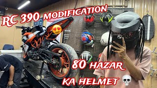 Ktm rc 390 modifications 😍 First time wearing a raptor helmet 💀 visit expo with homies  Motovlog [upl. by Odrude]