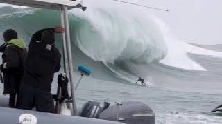 Visitors from all over the world flock to Mavericks as surfers brave massive waves [upl. by Virg]