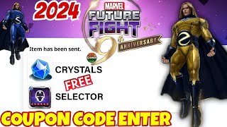 🎁 Free Coupon Code Crystals amp Selector  9th Anniversary Marvel future fight [upl. by Anizor]