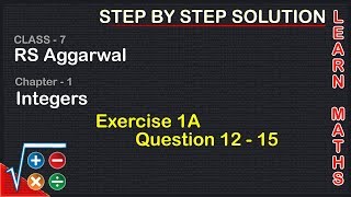 Integers Class 7 Exercise 1A Question 12  15  RS Aggarwal  Learn Maths [upl. by Penhall900]