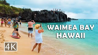 4K Waimea Bay  Cliff Jumping Spot  North Shore Oahu Hawaii  Walking Tour [upl. by Lladnew835]