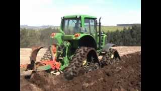 Mascor Soucy Track John Deere Tractor 6930 Matching Plough to Tractor [upl. by Tarkany]