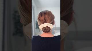 Tried the bun hack with scrunchie hairstyle shorthair hairtips [upl. by Isawk988]