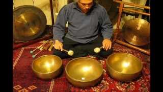 Meditation with 3 Giant antique Tibetan Singing Bowls [upl. by Odraude]