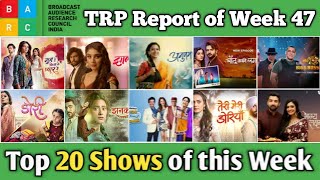 BARC TRP Report of Week 47  Top 20 Shows of this Week [upl. by Krock238]