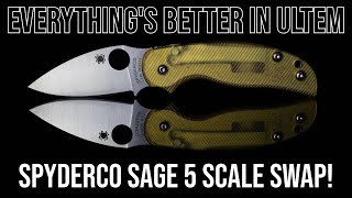 You Know I Had To Do It  Spyderco Sage 5 REX 121 Ultem Scale Swap [upl. by Annaira]