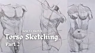 Torso Sketching Technique Part 2  Torsoh tutorial [upl. by Lhadnek]