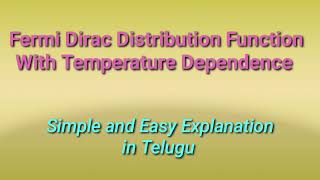 Fermi Dirac Distribution Function with Temperature Dependence  free electron theory [upl. by Eldridge]