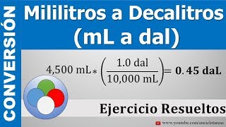 MILILITROS A DECALITROS mL a dal [upl. by Felton]