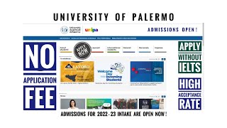 UNIVERSITY OF PALERMO Admission Process  NO APPLICATION FEE [upl. by Rebmik]