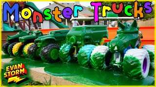 Monster Trucks Color Reveal amp DIY Downhill Monster Jam Toy Racing [upl. by Banky]