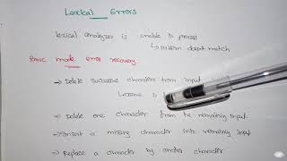 Compiler Design Lec  07 Lexical Errors by Deeba Kannan [upl. by Sabra]