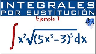 Integración por sustitución  Ejemplo 7  Raíz [upl. by Aydiv260]